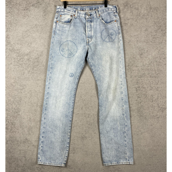 Levi's 501 Jeans Mens 34x34 Peace Sign 150th Anniversary Limited Edition - Picture 1 of 16